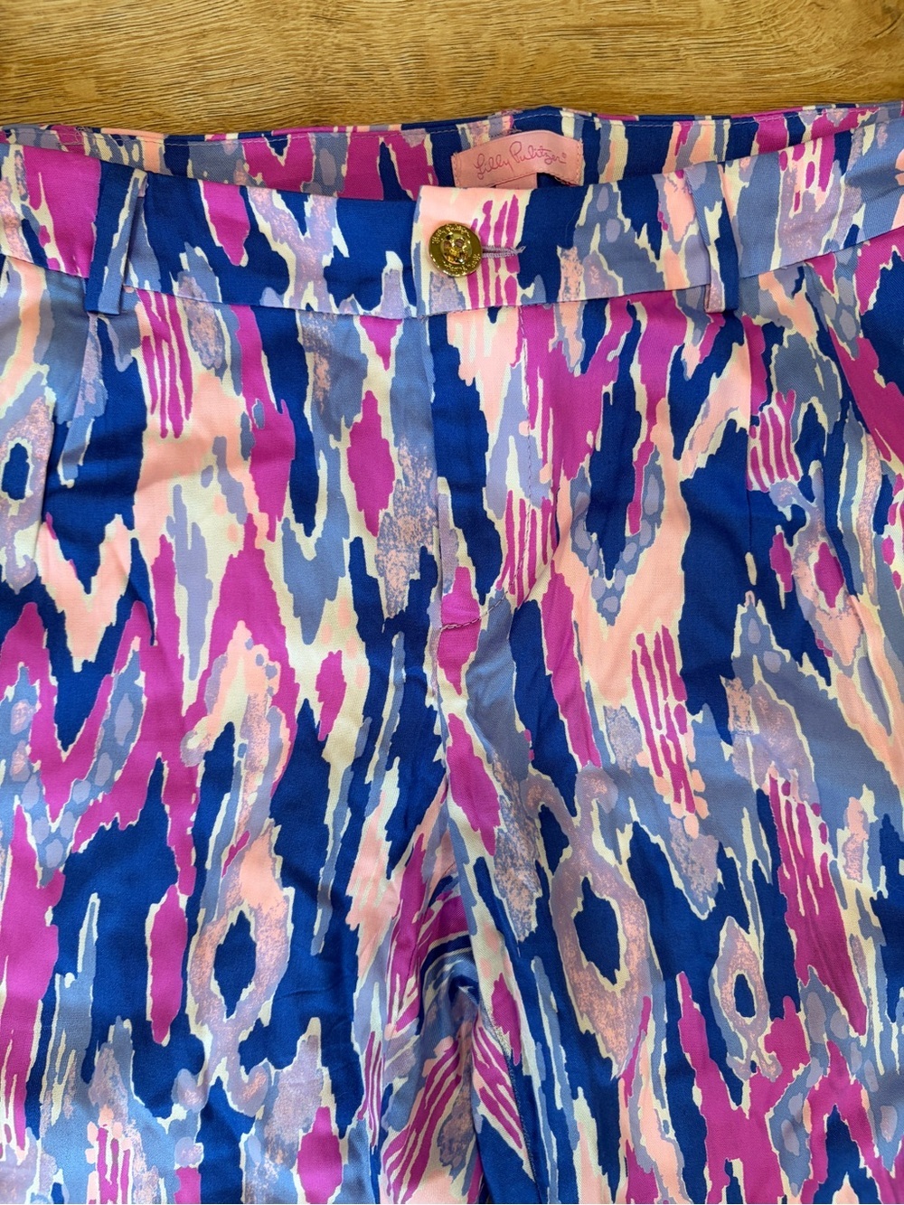 Lilly Pulitzer Printed Ankle Jogger Pants Size 6 Blue Pink Ikat Tapered Resort - Picture 4 of 6